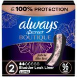 Always Discreet Boutique Incontinence Liners, Very Light Absorbency, 96 Count, Long Length (3 Packs of 32 - 96 Count Total)