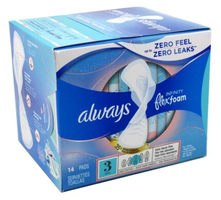 Always Pads Size 3 Infinity With Flex Foam 14 Count X-Heavy Flow (2 Pack)