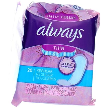 Always Pantiliners, Thin, Regular, Unscented 20 pantiliners