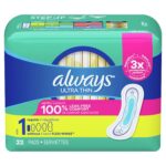Always Ultra Thin Regular Without Wings, Unscented Pads 22 Count (Pack of 4)