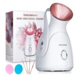 Amconsure Facial Steamer,Nano Ionic Face Steamer For Home Facial,100Ml Warm Mist Humidifier For Women Moisturizing Face Spa Steamer,Unclogs Pores-Bonus Stainless Steel Skin Kit And 2 Face Scrubbers