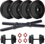 Anshfit Fitness Stylish Home Gym Combo Set, Weight Plates 20Kg Pvc Dumbbell Set | Includes 3Kg X4 | 2Kg X4 | Rods Black