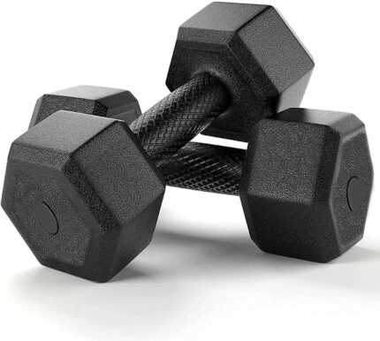 Anshfit Fitness Stylish Home Gym Combo Set, Weight Plates Hexa Black Pvc 5Kg Hexa Dumbbell Set, 1 Pair Hex Dumbbells, Home Gym 5Kg X 2Pcs Black