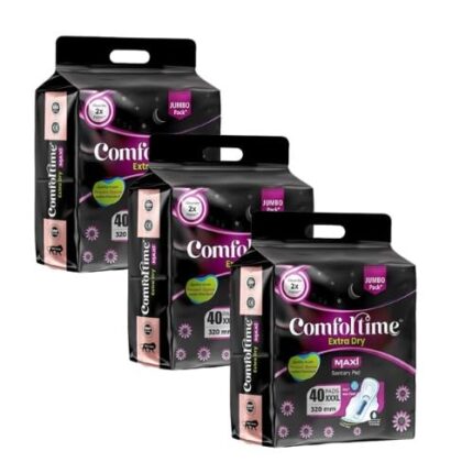 Anti Bikili Extra Comfortime xxxl Dry Cover Sanitary Pads For Women|Convert Heavy Flow Into Gel|Odour Control|Absorbs 2X More With Wider Back|Superior Dry Feel (3XL (120 PADS))