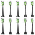 Aoremon Replacement Toothbrush Heads for Philips Sonicare Diamondclean HX6062/95 Black, 10 Pack