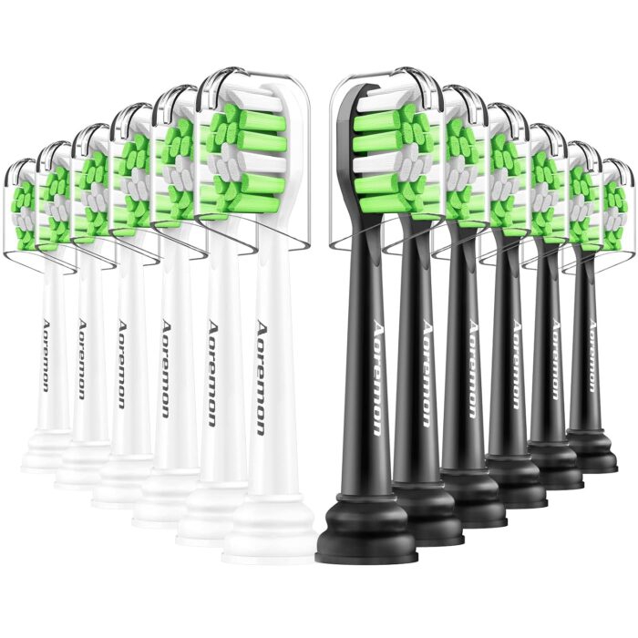 Aoremon Toothbrush Replacement Heads for Philips Sonicare Diamondclean HX6064/65 HX6062/95 and Other Snap-on Sonicare Electric Toothbrush, 12 Pack