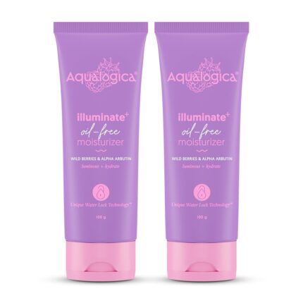 Aqualogica Illuminate+ Oil-Free Moisturizer with Wild Berries & Alpha Arbutin for Luminous Glow - Normal, Dry & Combination Skin -Hydration & Even Skin Tone for Men & Women -100g