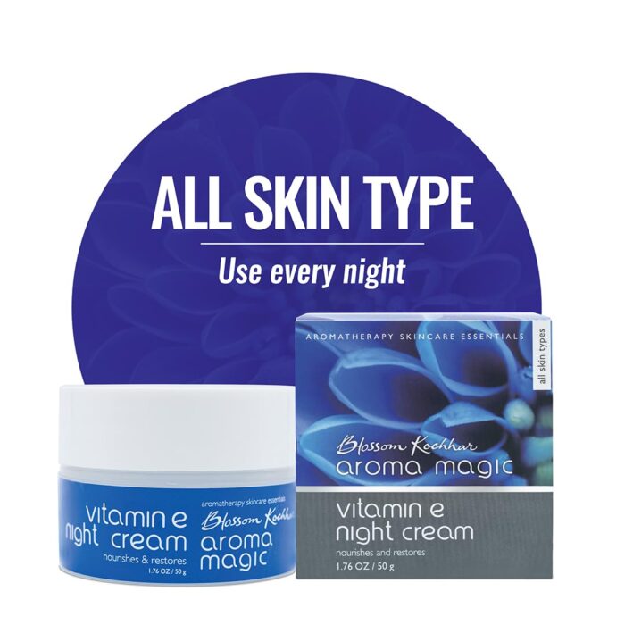 Aroma Magic Vitamin E Night Cream| Repairs, replenishes, & lightens blemishes| Carrot & lotus extract, sunflower oil, shea butter, geranium & patchouli essential oil| All Skin Type -50g