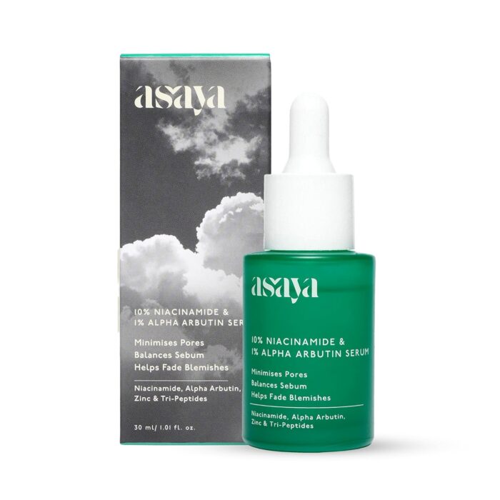Asaya 10% Niacinamide Face Serum | With Alpha Arbutin & Zinc PCA | Fades Acne Marks, Dark Spots & Blemishes | Controls Sebum & Minimizes Pores | Brightens Skin & Evens Tone | With Tripeptide & Vitamin E for Barrier Repair | Lightweight & Non-Comedogenic | For Oily & Acne-Prone Skin | Men & Women | 30ml