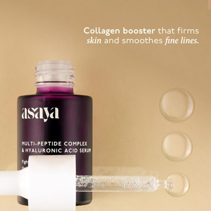 Asaya Multi Peptide Face Serum with Hyaluronic Acid | Collagen Boosting, Hydrating Overnight Repair Serum | Advanced Anti-Aging Formula | Skin Renewal Boosting Facial Essence | Reduces Fine Lines & Wrinkles | Glowing Skin | Face Serum | 5% Tripeptide Complex | For Women & Men | | Oily, Dry & Sensitive Skin | 30 ml