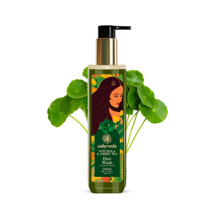 Ashpveda Gotu Kola and Green Tea Hair Wash Shampoo - Promotes Healthy, Silky-Smooth Hair - Natural Ingredients For Dandruff & Frizz Control (200 ml)