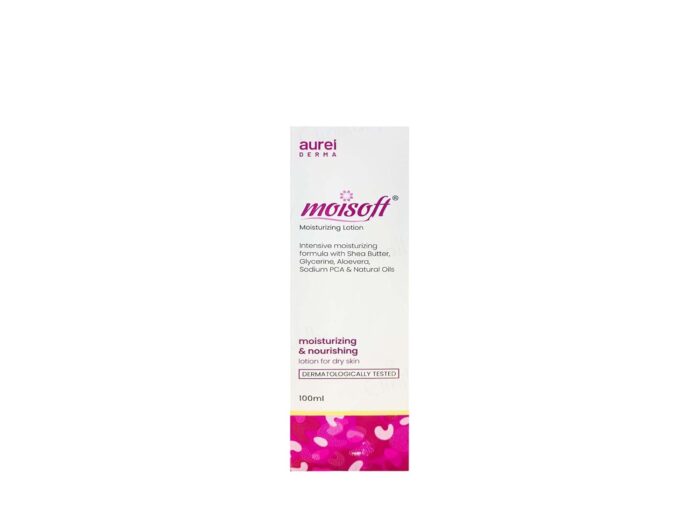 Aurei Derma Moisoft Moisturizing Lotion, 100ml, Dry Skin Formula with Shea Butter and Aloe Vera