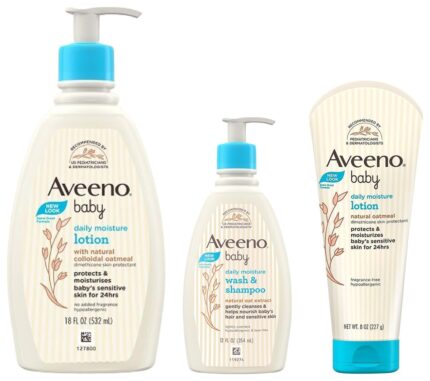 Aveeno Baby Daily Moisture Wash and Shampoo (354ml) & Daily Moisturizing Body Lotion,532ml & Daily Moisture Lotion (227g)