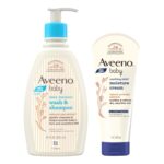 Aveeno Baby Daily Moisturising Bath for Delicate Skin (354ml) & Baby Soothing Relief Moisture Cream Fragrance Free 227g Combo