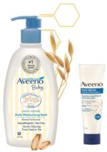 Aveeno Baby Daily Moisturising Bath for Delicate Skin Cream (354ml) & Aveeno Skin Relief Lotion For Sensitive Skin, White, 71 g