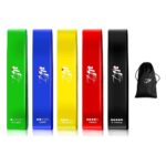 B Fit Resistance Loop Exercise Bands Set of 5 Fitness Bands Perfect for Legs and Butt Yoga Crossfit Strength Training Pilates with Instruction Guide, Carry Bag AB3219