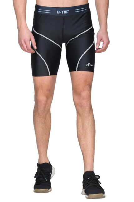 B-TUF Mens Compression Shorts Tights Lycra for Gym Swimming Running Cycling Football Badminton Sport BT-81