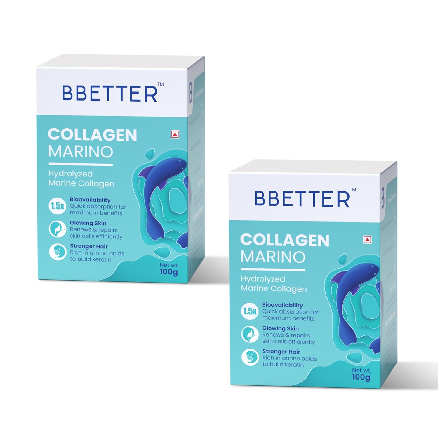 BBETTER Collagen Marino For Women & Men- Pure Hydrolyzed Marine Collagen Supplements For Women & Men, Enhances Skin,Hair, Nails & Joints (Pack Of 2), Powder