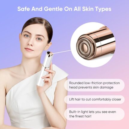 BETACARE Hair Remover Flawless - Facial Hair Remover For Women Skincare Lipstick Shape Mini Epilator Trimmer Machine For Face Flawless, Upper Lip Chin Eyebrow Hair Remover Etc With Battery, White