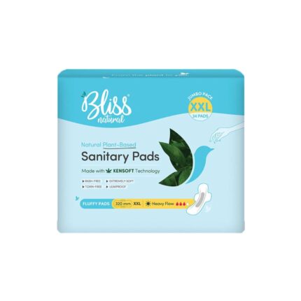 BLISSNATURAL Organic Sanitary Pads For Women XXL (Pack Of 34) Sanitary Napkins For Heavy Flow Jumbo Pack | 3x Absorption and 100% Leak Proof Protection