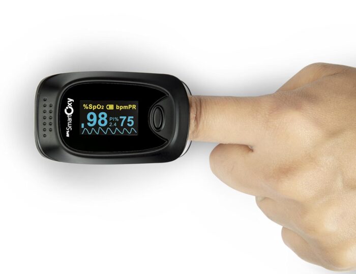 BPL Medical Technologies Smart Oxy Finger Tip Pulse Oximeter (Black)|High Accuracy|SPO2|Perfusion Index| OLED Display| CE Certified| Heart Rate - Black