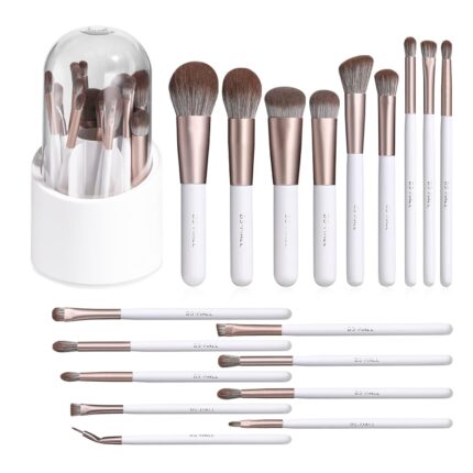 BS-MALL Makeup Brushes18 Pcs Premium Synthetic Powder Foundation Blush Contour Concealers Lip Brushes with Brush Holder Package for Gift (White)