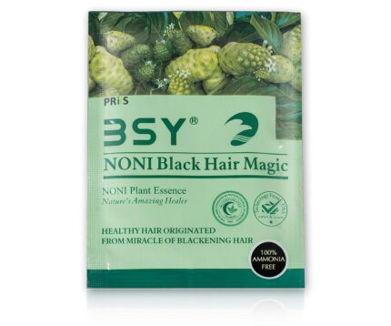 BSY Noni Black Hair Magic Hair color shampoo (20ml x 6 Sachets), Ammonia Free Hair Color Shampoo for men| Natural Black Permanent Hair Dye Shampoo for women, Noni Fruit Hair Dye, 5 Minutes HairColour.