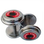 BUDWILL Anti Skid Chrome & Cast Iron Handle Round Shape Dumbbell Fitness Workout 1 Pair Set (5 Kg x 2 = 10 kg-Silver)