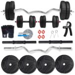 BULLAR Premium 2.0 Home Gym Set, Home Gym Equipments for Men, Home Gym Kit with 8 to 30Kg Weight Plates,3ft curl Rod, 1 Pair of Dumbbell rods & Accesories (8Kg Home Gym Combo with Accesories)