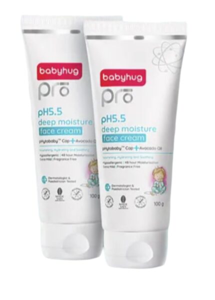 Babyhug Pro pH 5.5 Deep Moisture Face Cream - 100 gm Each (Pack of 2) | Enriched with Phytobaby Cap