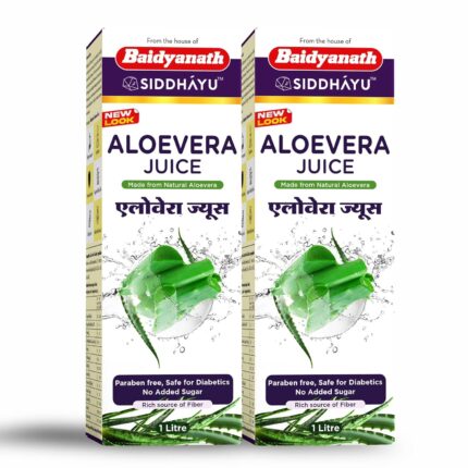 Baidyanath Asli Ayurved Aloe Vera juice with Pulp, All Natural tonic for Immunity, Better digestion and Glowing Skin, 1L (Pack of 2)