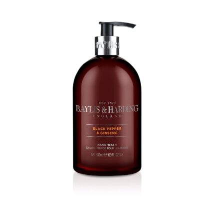 Baylis & Harding Black Pepper and Ginseng Luxury Hand Wash with Added Moisturizers, 500 ml | Dermatologically Tested and Paraben Free Handwash
