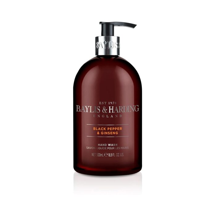 Baylis & Harding Black Pepper and Ginseng Luxury Hand Wash with Added Moisturizers, 500 ml | Dermatologically Tested and Paraben Free Handwash