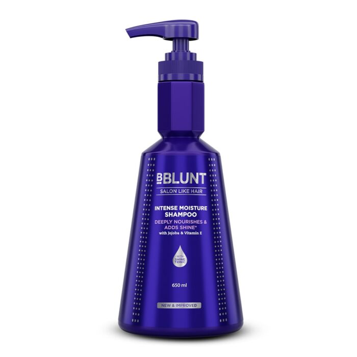 Bblunt Intense Moisture Shampoo with Jojoba and Vitamin E for Dry & Frizzy Hair | Moisturizes & Hydrates | Adds Shine | For Men & Women | 650 ml