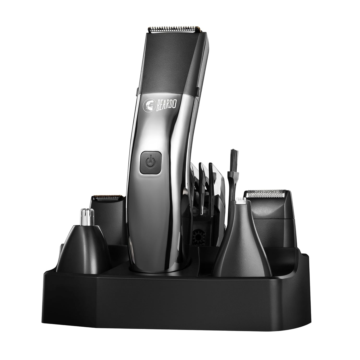 Beardo Chrome Beast Multipurpose Full Body Groomer Trimmer Set For Men | 40 Length Settings | 8 attachments | Beard/Hair/Body/Precision/Ear/Nose Trimmer|With Dock|90 min. run time | All-in-1 trimmer | Gift For Brother | Gift For Friends