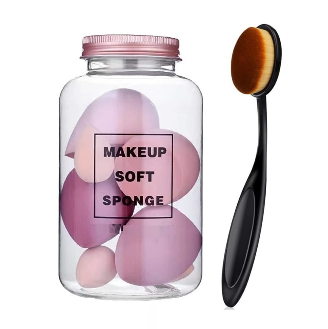 Beautiflame Blender Jar Set, Face Makeup Sponge 7Pcs Foundation Sponge With Oval Makeup Brush Perfect for Face Concealer Makeup Brush