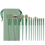 Beauty Gelanzi Makeup Brush Set Professional Fix+ Plus 13pcs Foundation Powder Eyeshadow Eyebrow Brush Set Celebrity Cosmetic Tool Brush with Green Bag Synthetic Kabuki Compatible Tool Kit