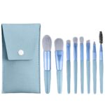 Beauty Gelanzi Makeup Brush Set With Pouch 8pcs, Premium Synthetic Kabuki Foundation Brush, Eye Shadows Professional Brush (Blue)