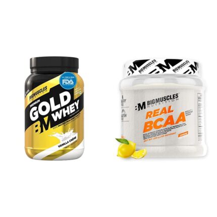 Bigmuscles Nutrition Premium Gold Whey 1Kilogram Whey Protein Isolate Blend|25G Protein Per Serving [Vanilla Crème] & Real BCAA [50 Servings, Lemony] -100% Micronized Vegan, Pack Of 1