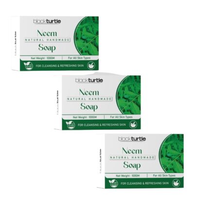 Black turtle Neem Soap for Skin Care – Herbal Antibacterial Soap with Natural Neem Extract – Fights Acne, Pimples & Body Odor – Suitable for All Skin Types (Pack of 3)