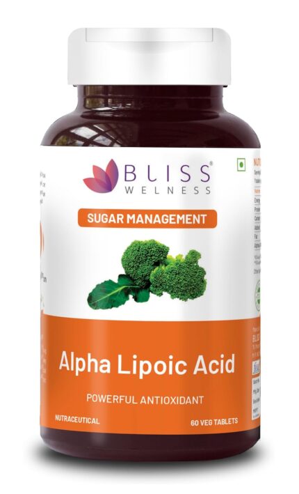 Bliss Welness Alpha Lipoic Acid 300mg | Natural ALA | Universal Antioxidant Liver Health Energy Booster Blood Sugar Management Supplement - 60 Vegetarian Tablets