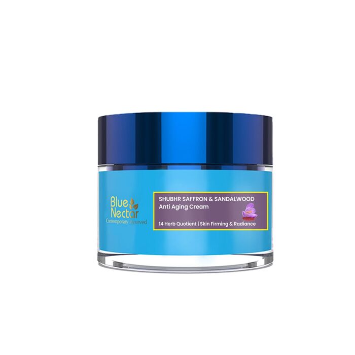 Blue Nectar Ayurvedic Anti Aging Cream For Women For Collagen Boost And Deep Moisturizer For Face | Naturally Skin Firming Face Cream (14 Herbs, 15g)