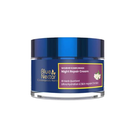 Blue Nectar Ayurvedic Anti Aging Night Cream for Men for fine lines and wrinkles | Skin Repair Plant Based Nourishment | Best Men Face Moisturizer (16 Herbs, 50g)