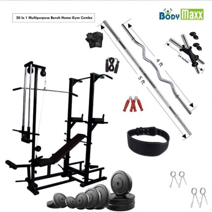 Body Maxx 40 kg Home Gym Bench Gym eqipments & Home Gym Combo kitym PVC Set 20 in 1