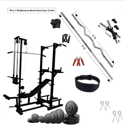 Body Maxx 70 kg Home Gym Bench Gym eqipments & Home Gym Combo kitym PVC Set 20 in 1