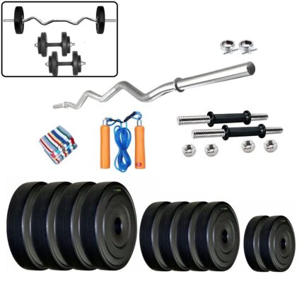 Body Maxx B-PVC 8 Kg Home Gym Combo with Ez Curl Bar Fitness Kit