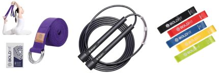 Boldfit Training Set, 5 Resistance Bands, Premium Material, Different Resistance Levels, Exercise Guide, Carry Pouch Included