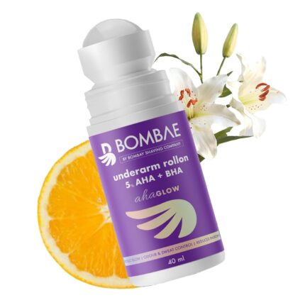 Bombae Underarm Roll on Deodorant for Women | 1% Salicylic Acid, 2% Glycolic Acid, 2% Lactic Acid| 5% AHA+BHA | No Alcohol| Prevents Odour, Reduces Pigmentation| 40 mL