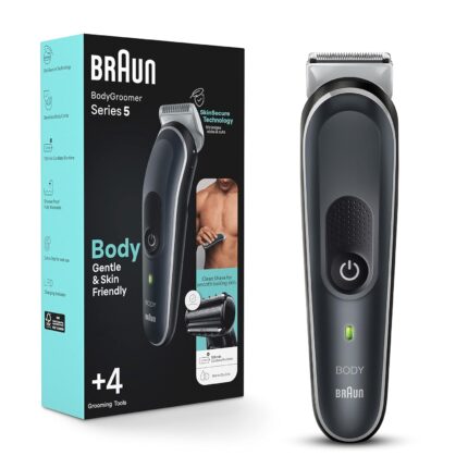 Braun Body Groomer Series 5 5360,Body Groomer Hair Trimmer For Men,For Chest,Armpits,Groin,Skinsecure Technology For Gentle Use&Clean Shave Attachment,Waterproof,Cordless With 100-Min Run Time