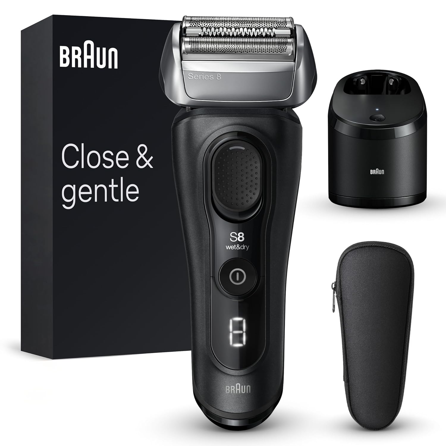 Braun Series 8 8560cc Electric Razor for Men, 4+1 Shaving Elements & Precision Long Hair Trimmer, 5in1 SmartCare Center, Close & Gentle Even on Dense Beards, Wet & Dry Electric Razor, 60min Runtime